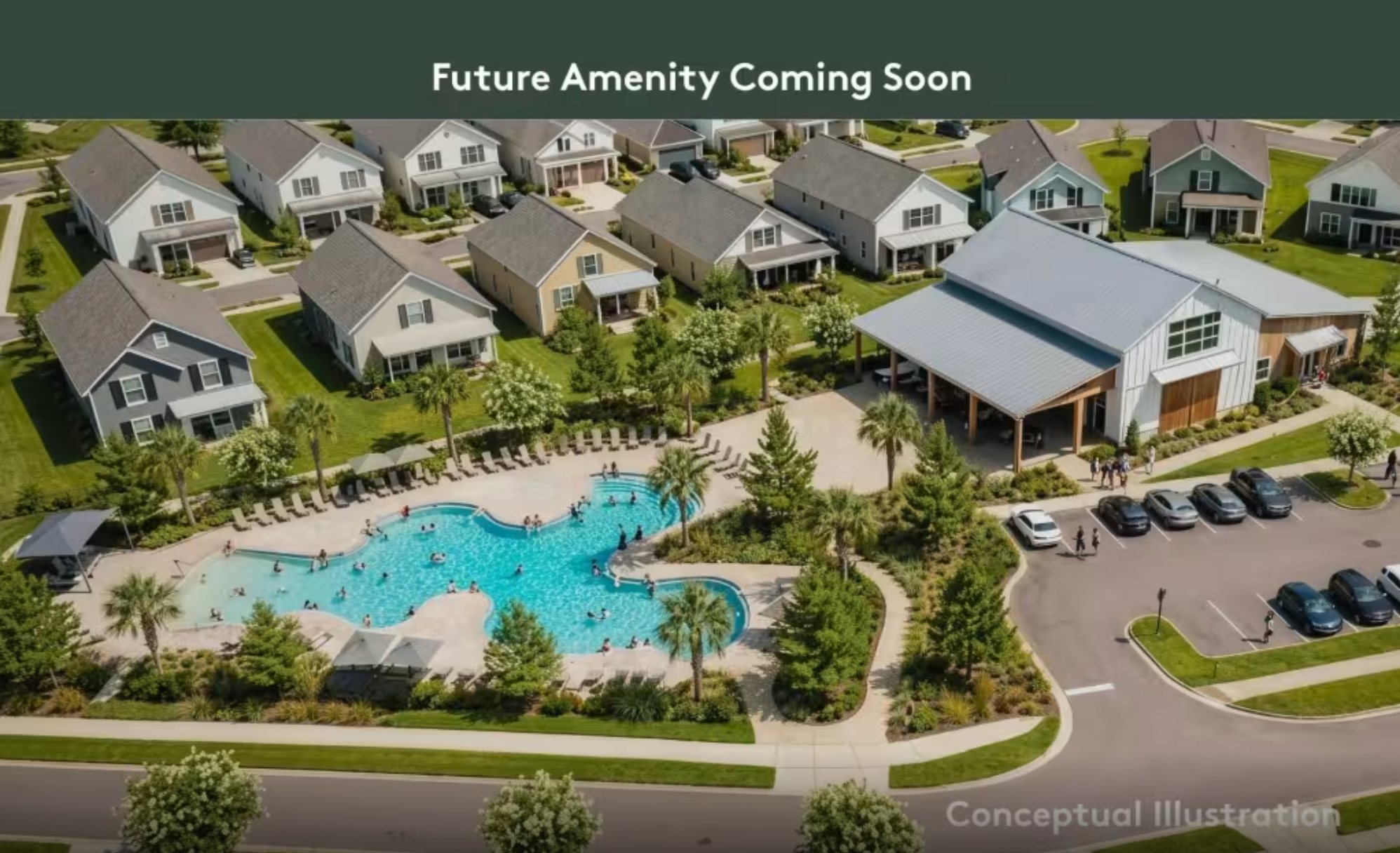 Planned amenity center and pool at The Grow